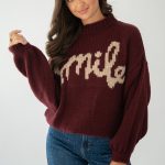 Sweter smile Bordowy – Mirelle 1