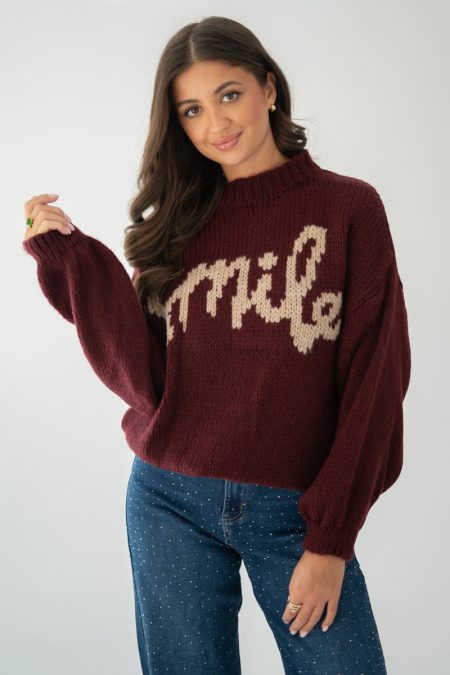 Sweter smile Bordowy – Mirelle 1