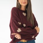 Sweter w serca Bordowy – Seralyn 1
