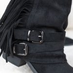 Kowbojki z frędzlami zamszowe Czarne – Ferayne 4