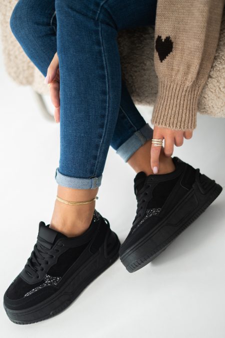Sneakersy damskie casual Czarne – Clorinne 1