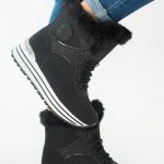 Sneakersy zimowe damskie na koturnie Czarne – Corviana 1