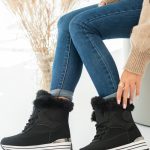 Sneakersy zimowe damskie na koturnie Czarne – Corviana 4