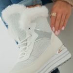 Sneakersy zimowe damskie na koturnie Białe – Corviana 3