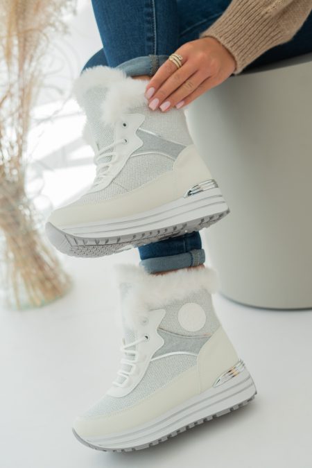 Sneakersy zimowe damskie na koturnie Białe – Corviana 1