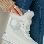 Sneakersy zimowe damskie na koturnie Białe – Corviana 4