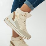Sneakersy na rzepy z futrem wewnątrz Beżowe – Zenyra 1