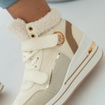 Sneakersy na rzepy z futrem wewnątrz Beżowe – Zenyra 3