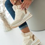 Sneakersy na rzepy z futrem wewnątrz Beżowe – Zenyra 2