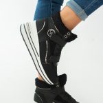 Sneakersy na rzepy z futrem wewnątrz Czarne – Zenyra 1