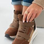 Sneakersy na rzepy z futrem wewnątrz Czekoladowe – Zenyra 3
