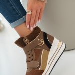 Sneakersy na rzepy z futrem wewnątrz Czekoladowe – Zenyra 2