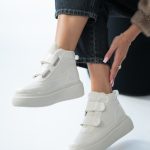 Sneakersy na platformie wysokie Beżowe – Carvienne 1