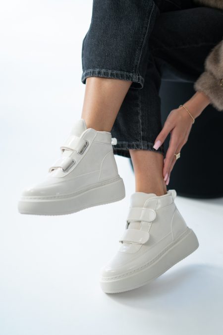 Sneakersy na platformie wysokie Beżowe – Carvienne 1