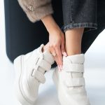 Sneakersy na platformie wysokie Beżowe – Carvienne 2