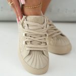 Sneakersy z kryształkami Beżowe – Gemoria 4