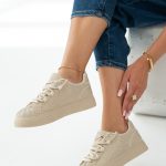 Sneakersy z kryształkami Beżowe – Gemoria 3