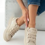 Sneakersy z kryształkami Beżowe – Gemoria 2