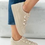Sneakersy z kryształkami Beżowe – Gemoria 1