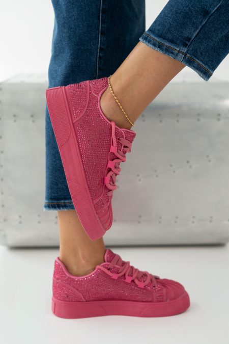 Sneakersy z kryształkami Różowe – Gemoria 1
