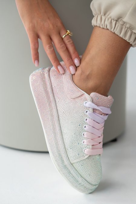 Sneakersy cyrkonie błyszczące Białe – Vionara 1
