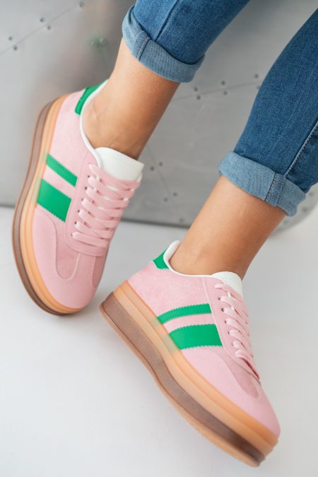 Sneakersy z zamszową cholewką Różowe – Solistra 1
