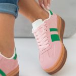 Sneakersy z zamszową cholewką Różowe – Solistra 2