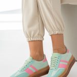 Sneakersy z zamszową cholewką Miętowe – Solistra 1