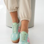 Sneakersy z zamszową cholewką Miętowe – Solistra 1
