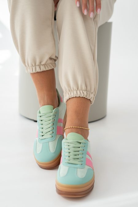 Sneakersy z zamszową cholewką Miętowe – Solistra 1