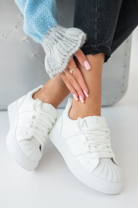 Sneakersy z grubymi sznurówkami Białe – Trivanna