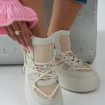 sneakersy wysoka platforma - Beżowy 4