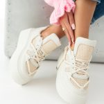 sneakersy wysoka platforma - Beżowy 2