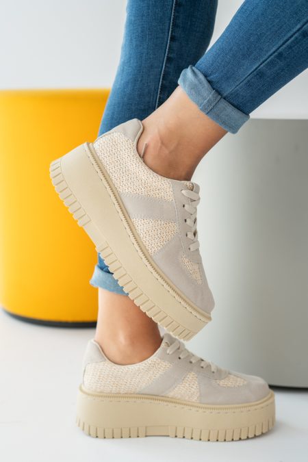 Kolorowe sneakersy damskie chunky Beżowe – Olyssia 1
