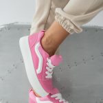 Sneakersy na platformie w stylu skate Różowe – Favora 1