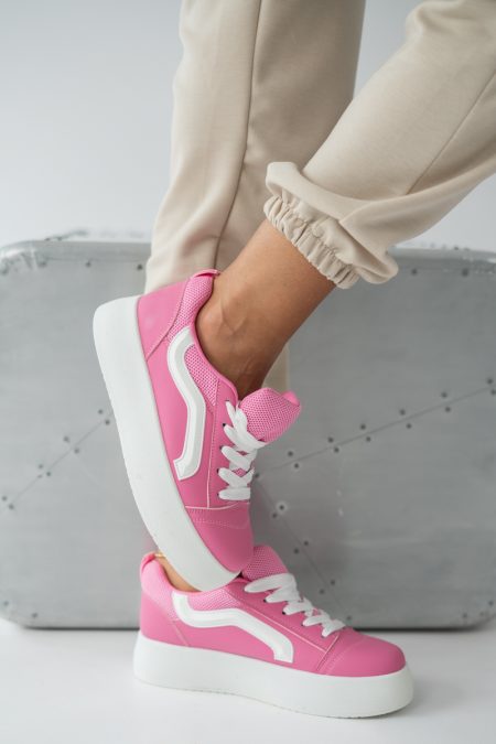 Sneakersy na platformie w stylu skate Różowe – Favora 1