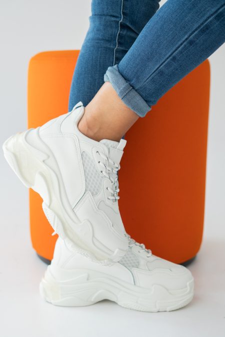 Sneakersy na grubej podeszwie Białe – Nayora 1