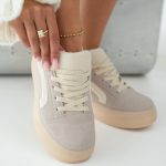 Sneakersy na platformie w stylu skate Beżowe – Favora 3