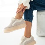 Sneakersy na platformie w stylu skate Beżowe – Favora 4