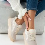 Sneakersy na platformie w stylu skate Beżowe – Favora 2