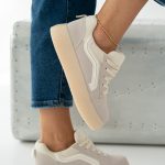 Sneakersy na platformie w stylu skate Beżowe – Favora 1