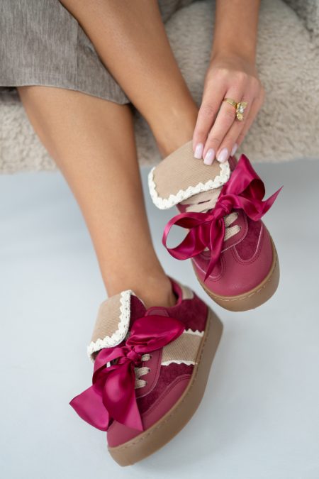Buty z kokardkami Bordowe – Lacivane 1