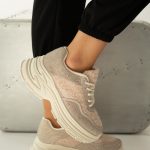 Błyszczące sneakersy Beżowe – Opalisse 3