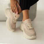 Błyszczące sneakersy Beżowe – Opalisse 1