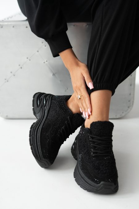 Błyszczące sneakersy Czarne – Opalisse 1