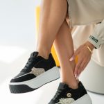 Sneakersy z ozdobami na wysokiej platformie Czarne – Emoria 2