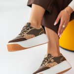 Sneakersy z ozdobami na wysokiej platformie Czekoladowe – Emoria 4