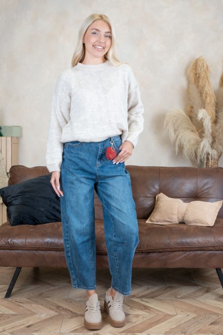 Jeansy z wysokim stanem plus size – Bluvianne 1