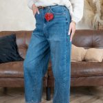 Jeansy z wysokim stanem plus size – Bluvianne 4
