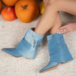 Botki kowbojki z kieszonką Jeansowy – Venyrel 6